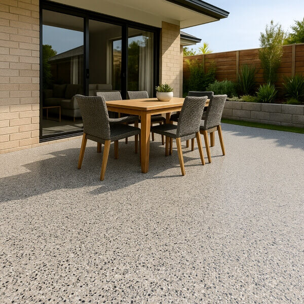 Outdoor patio epoxy flooring in Perth designed for weather resistance and slip free safety by Epoxy Flooring Guys Perth.