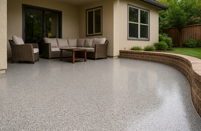 Stylish outdoor entertaining area in Perth with UV stable epoxy flooring by Epoxy Flooring Guys Perth.